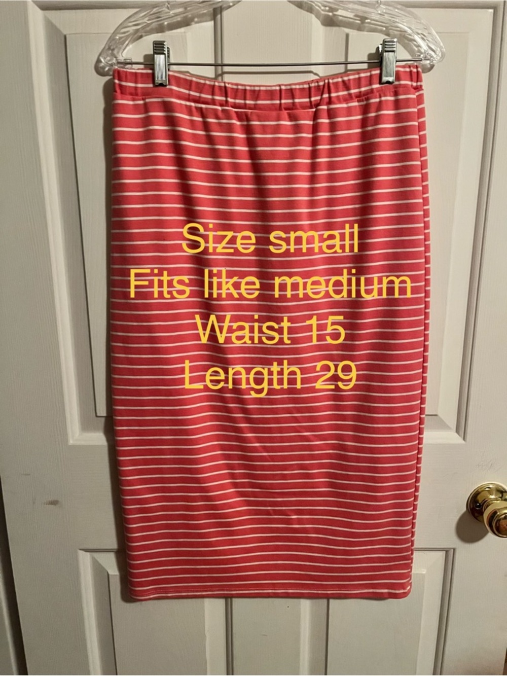 Women's Coral Striped Knit Pencil Skirt